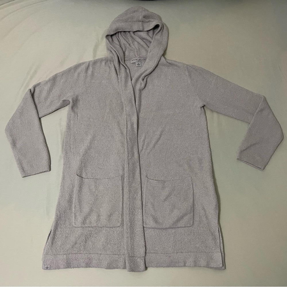 Barefoot Dreams Cozychic Lite‎ Circle Cardi  M Cardigan Sweater Pockets Hooded
